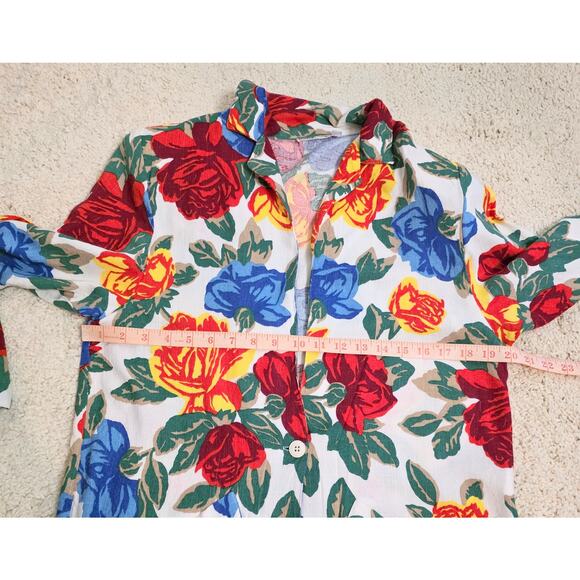 Vtg Parsons Place Floral Blazer Jacket Padded Shoulders Women's 17/18 USA Made - Picture 6 of 7